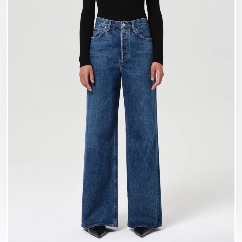 AGOLDE Dame High Rise Wide Leg No Cuff In Enamour Size 27
